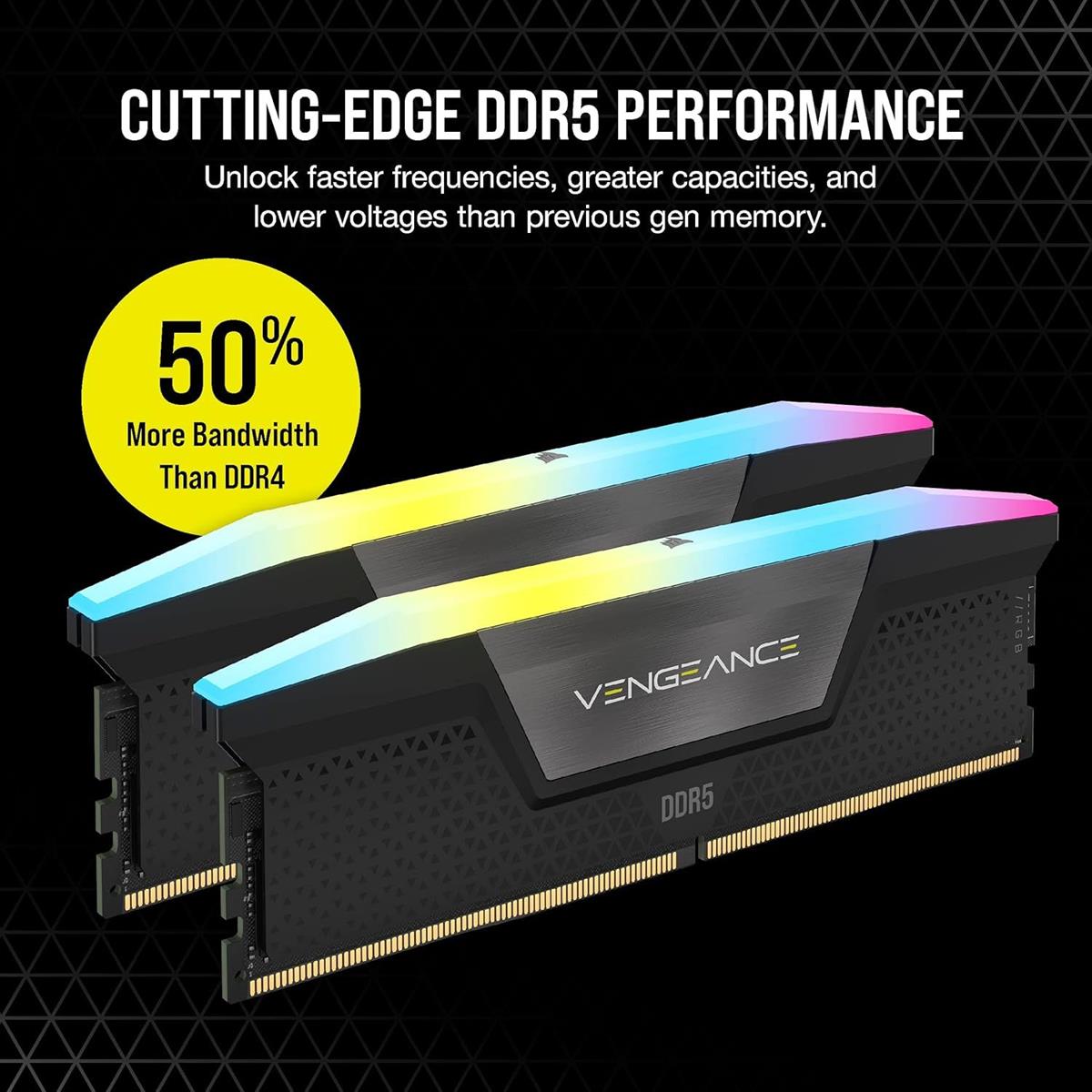 Corsair Ram Desktop Vengeance 96GB 48x2 5600mhz RGB DDR5 CL40 Black Corsair Ram Desktop Vengeance 96GB 48x2 5600mhz RGB DDR5 CL40 Black